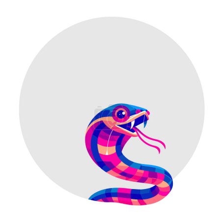 Téléchargez les illustrations : Serpent sur étiquette ronde - en licence libre de droit