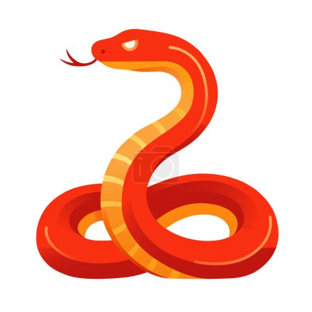 Ilustración de Serpiente Roja. Zodíaco chino. Año de la Serpiente. - Imagen libre de derechos