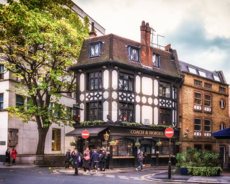 Photo for London, UK, Sept 2022, view of the Coach and Horses facade, a pub in Mayfair. - Royalty Free Image