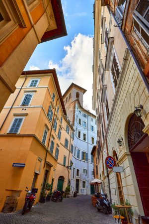 Photo for Rome, Italy. Old street in downtown with antique buildings. Even - Royalty Free Image