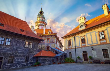 Foto de Czech Krumlov, Republic. El viejo castillo de Cesky Krumlov. Medieval Anti - Imagen libre de derechos