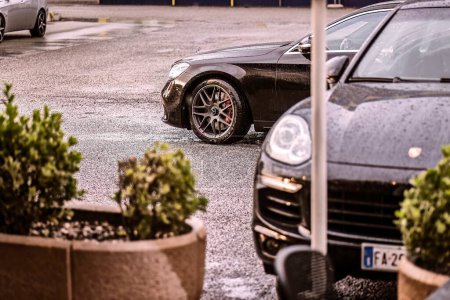 Photo for Masi, Italy 7 june 2023: A close-up photo capturing the elegance of parked luxurious cars. - Royalty Free Image