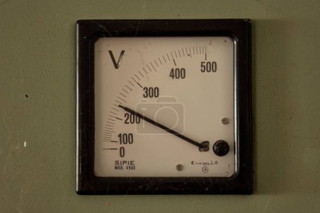 Photo for Milan, Italy 19 august 2023: Close-up of antiquated, obsolete high-voltage voltmeters showcasing industrial history. - Royalty Free Image