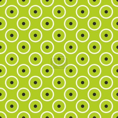 Illustration for Tile vector pattern with black and white dots on pastel green background - Royalty Free Image