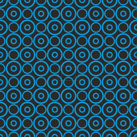 Ilustración de Patrón de vectores de azulejos con puntos azules sobre fondo negro - Imagen libre de derechos