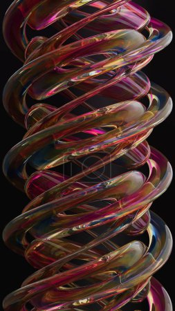 Photo for Incredible color reflections in twisted glass shapes. 3D render. Unique background, screensaver, footage - Royalty Free Image