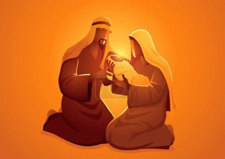 Ilustración de Mary and Joseph with baby Jesus - Imagen libre de derechos