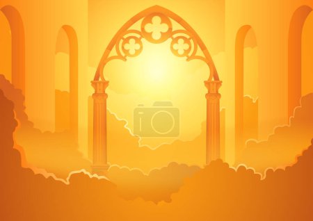 Illustration for Biblical silhouette illustration series, heavens gate, vector format - Royalty Free Image