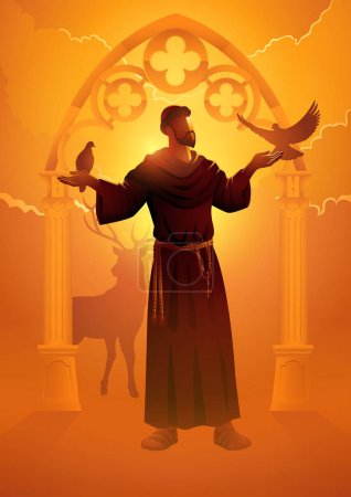 Téléchargez les illustrations : Religion vector illustration series, Saint Francis of Assisi - en licence libre de droit