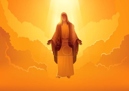 Ilustración de Religion vector illustration series, Feast of the Assumption of Virgin Mary - Imagen libre de derechos