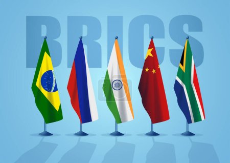 Téléchargez les illustrations : Illustration vectorielle des drapeaux des pays BRICS - en licence libre de droit