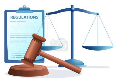 Laws and regulations concept, standardization, control, concept, vector illustration