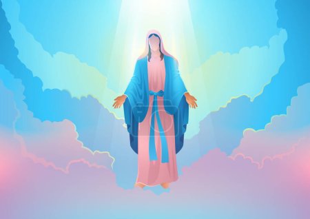 Ilustración de Religion vector illustration series, Feast of the Assumption of Virgin Mary - Imagen libre de derechos