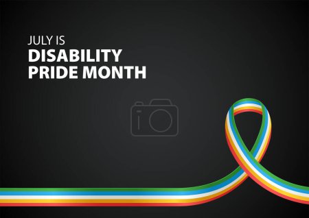 Disability Pride Month awareness ribbon on black, background templates for you to personalize