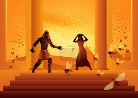 Ilustración de Serie de ilustración vectorial bíblica, las diez plagas de Egipto, tercera plaga, plaga de piojos o mosquitos - Imagen libre de derechos