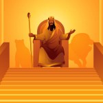 Biblical figure vector illustration series, King solomon sits on the throne