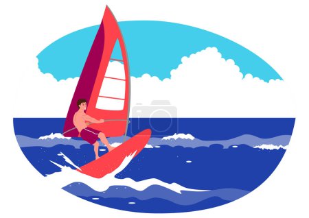 Illustration for Clipart of a windsurfer, clorful cartoon, vector illustration - Royalty Free Image