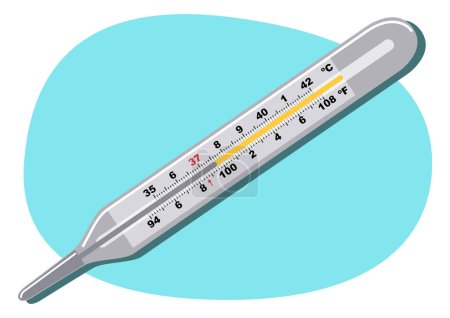 Téléchargez les photos : Clipart d'un thermomètre au mercure médical, illustration vectorielle isolée sur blanc - en image libre de droit
