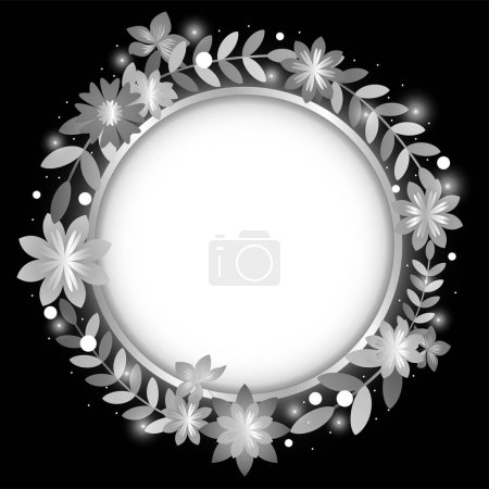 Téléchargez les photos : Illustration vectorielle du bouquet blanc décoratif sur fond noir - en image libre de droit