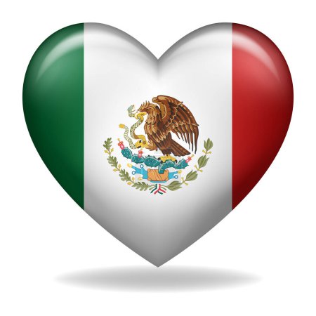 Téléchargez les photos : Illustration de l'insigne mexicain en forme de cœur, idéal pour célébrer le patrimoine mexicain, les événements et exprimer la fierté nationale - en image libre de droit