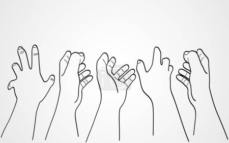Illustration for Line art illustration depicting hands reaching out for help, conveying a sense of pleading, asking for assistance, or expressing a worship concept - Royalty Free Image