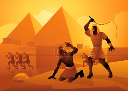 Téléchargez les illustrations : Série d'illustrations vectorielles bibliques, Juifs en esclavage dans l'Egypte ancienne - en licence libre de droit