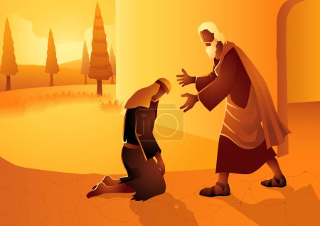 Illustration for Biblical vector illustration series, parable of the prodigal son - Royalty Free Image