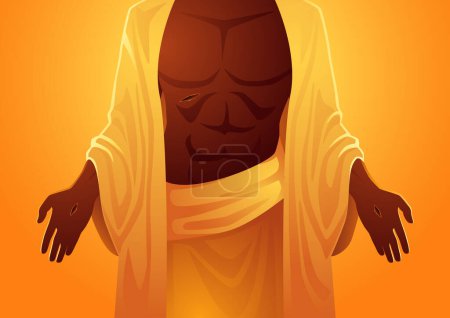 Téléchargez les photos : Série d'illustrations vectorielles bibliques, Jésus montre à ses disciples ses blessures - en image libre de droit