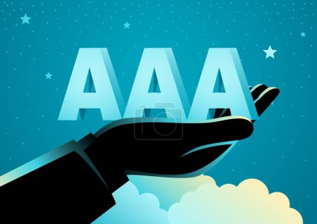 Illustration for Business Silhouette AAA Hand Stars - Royalty Free Image