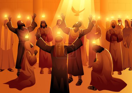 Petrus wurde in Apostelgeschichte 2,4 vom Heiligen Geist erfüllt, als er unter den Jüngern war, die alle vom Heiligen Geist erfüllt waren und anfingen, in anderen Zungen zu reden, wie der Geist ihnen Ausspruch gab.