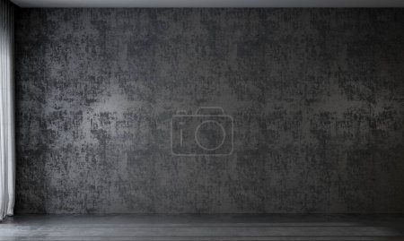 Photo for Modern cozy living room and black concrete wall texture background interior design. 3D rendering - Royalty Free Image