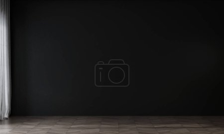 Photo for Modern cozy black living room and empty wall texture background interior design - Royalty Free Image
