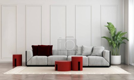 Photo for Modern living room and empty wall texture background interior design - Royalty Free Image