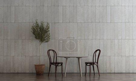 Photo for Modern lounge and living room interior design and brick wall texture background - Royalty Free Image