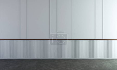Foto de Interior moderno de la sala de estar con fondo de pared de color blanco azulejo blanco. 3d renderizar. - Imagen libre de derechos