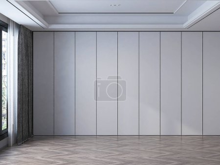 Téléchargez les photos : Intérieur de luxe moderne de salon et fond de mur blanc vide. Rendu 3d. - en image libre de droit