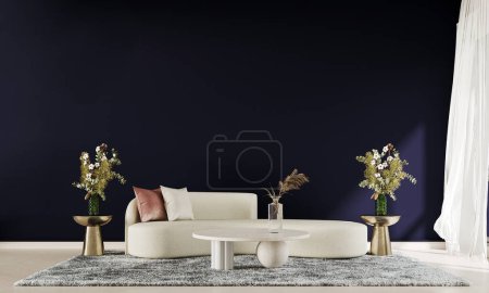 Foto de Diseño interior moderno de la sala de estar y la pared de hormigón y el marco de fondo - Imagen libre de derechos