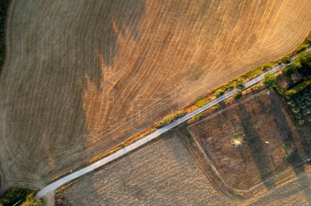 Téléchargez les photos : Documentation photographique aérienne de la conformation des terres agricoles à l'automne - en image libre de droit