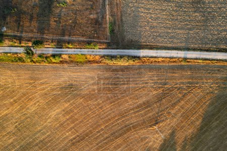 Téléchargez les photos : Documentation photographique aérienne de la conformation des terres agricoles à l'automne - en image libre de droit