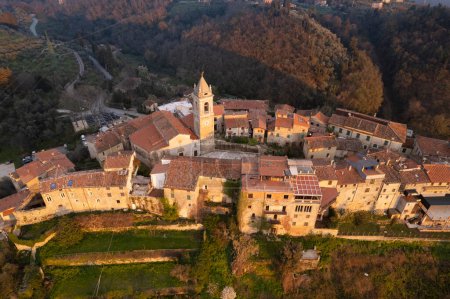 Photo for Aerial photographic documentation of the small village of Monteggiori in Versilia Tuscany - Royalty Free Image