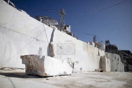 Photo for Photographic documentation of a quarry for the extraction of white marble in Carrara Italy - Royalty Free Image