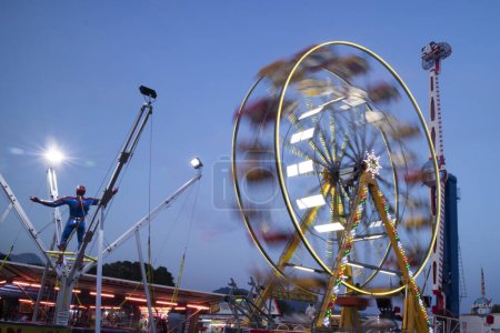 Photo for Photographic documentation of a Ferris wheel inside an amusement park - Royalty Free Image