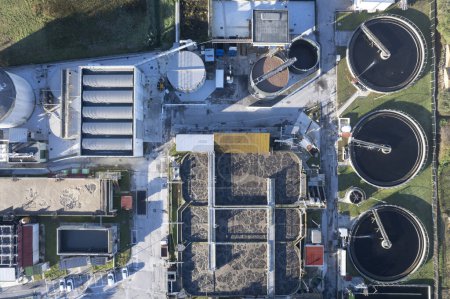 Photo for Aerial photographic documentation of a sewage purification center - Royalty Free Image
