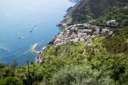 Photo for Panoramic view of the town of Riomaggiore Cinque Terre Liguria Italy - Royalty Free Image