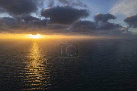 Photo for Aerial photographic documentation of a sunset over the Mediterranean sea - Royalty Free Image