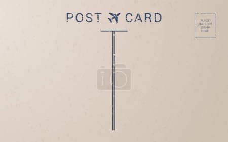 Illustration for Postcard template. Design of blank travel post card back. - Royalty Free Image