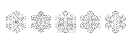 Illustration for Thinline snowflake silhouette icon. Snow flake stencil blueprint - Royalty Free Image