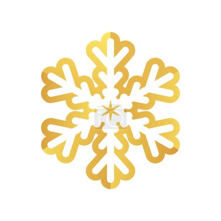 Illustration for Golden snowflake icon. Foil snow flake stencil blueprint - Royalty Free Image