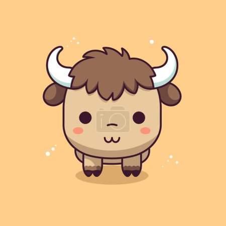 Illustration for Cute kawaii buffalo chibi mascot vector cartoon style - Royalty Free Image
