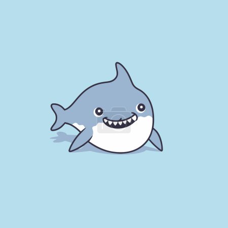 Photo for Cute kawaii shark chibi mascot vector cartoon style - Royalty Free Image